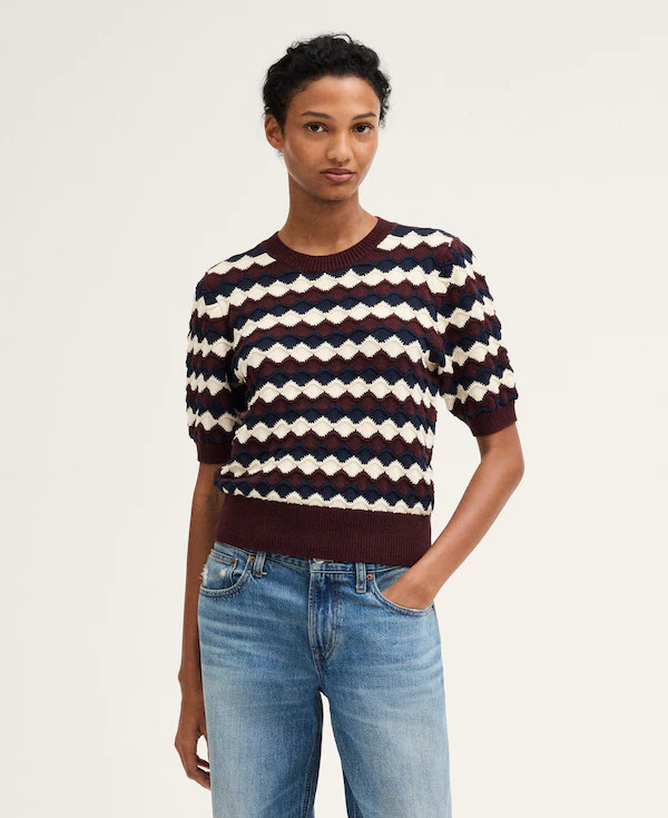 Puff-Sleeve Crewneck Sweater in 100% Cotton | Madewell