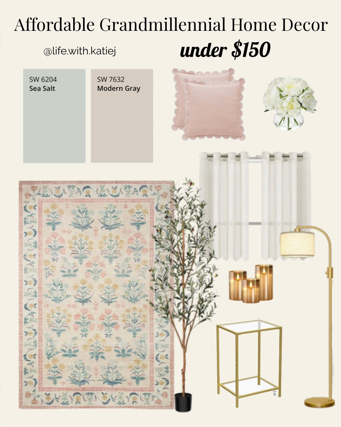 Grand millennial home decor. Home decoration. Pink. Living room. Home inspiration. Color scheme. Modern farmhouse. Bedroom furniture. End table. Lamp. Area rug. 

#LTKHome #LTKFindsUnder100 #LTKFamily