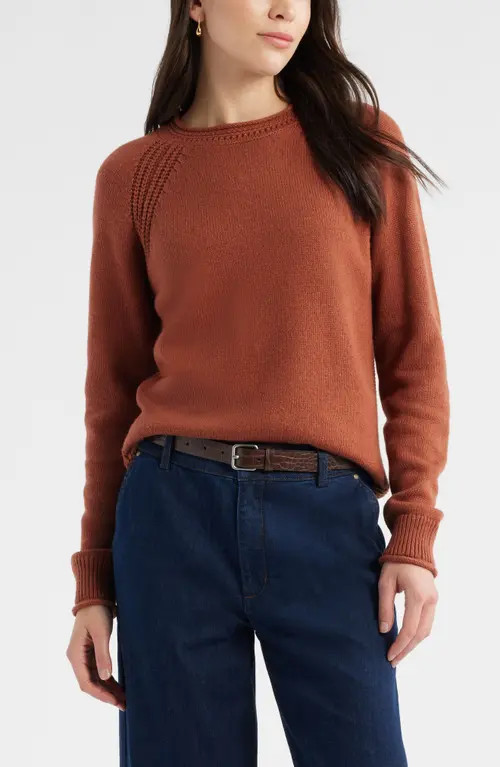 caslon(r) Raglan Sleeve Roll Neck Wool & Cotton Sweater in Rust Sequoia at Nordstrom, Size Xx-Large | Nordstrom