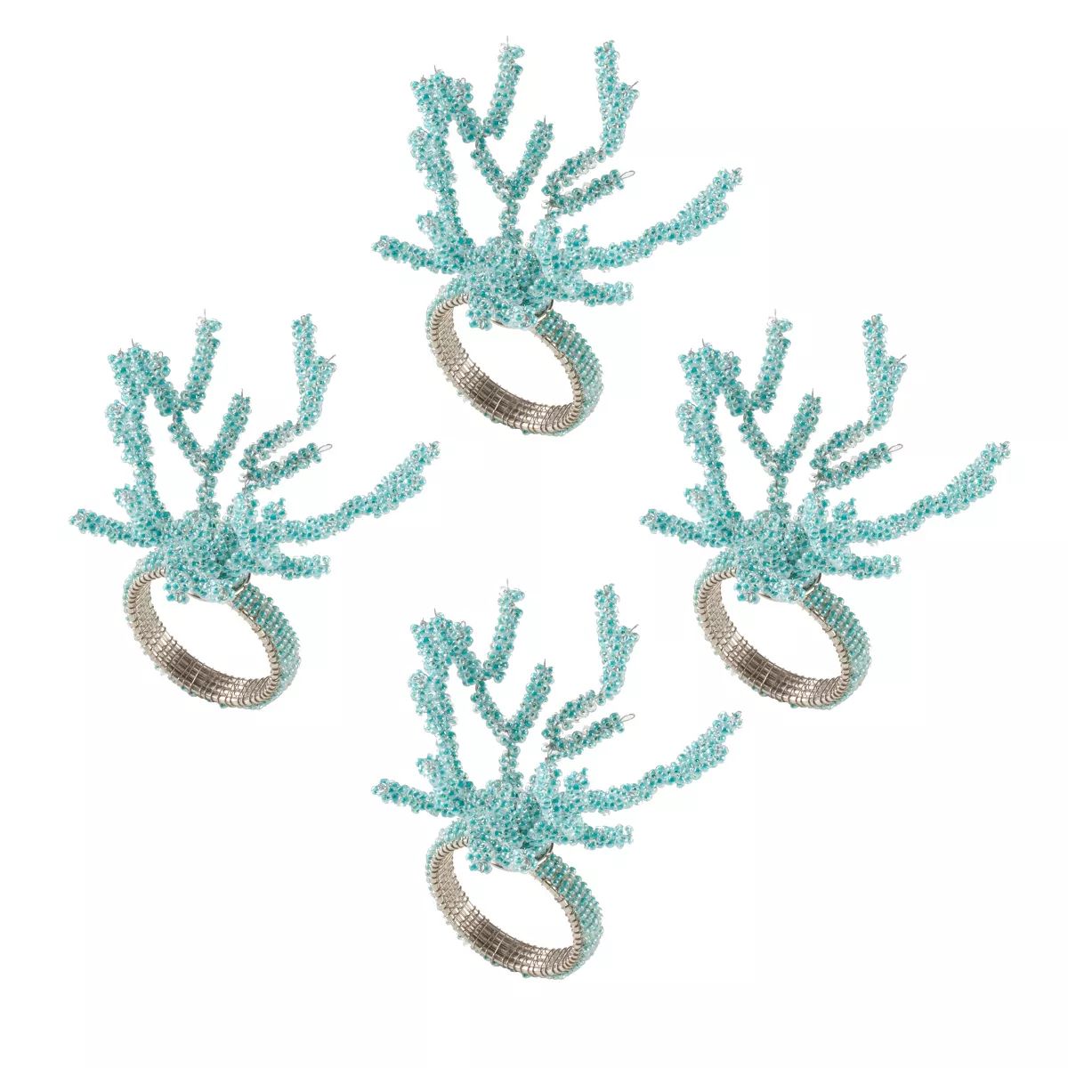 Saro Lifestyle Coral Napkin Rings With Beaded Design (Set of 4) | Target