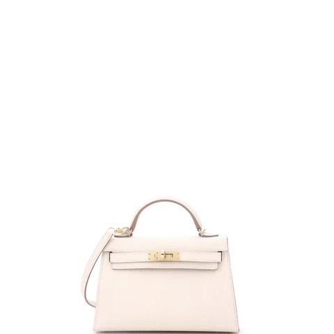 Kelly Mini II Bag Light Epsom with Permabrass Hardware 20 | Rebag