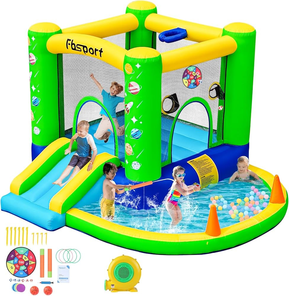 FBSPORT Inflatable Bounce House, Kids Bounce Castle Slide for Indoor Outdoor, Toddler Baby Water ... | Amazon (US)