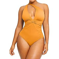 SHAPELLX Women's One Piece Swimsuit Tummy Control Ruched Full Coverage Bathing Suit V Neck Slimmi... | Amazon (US)