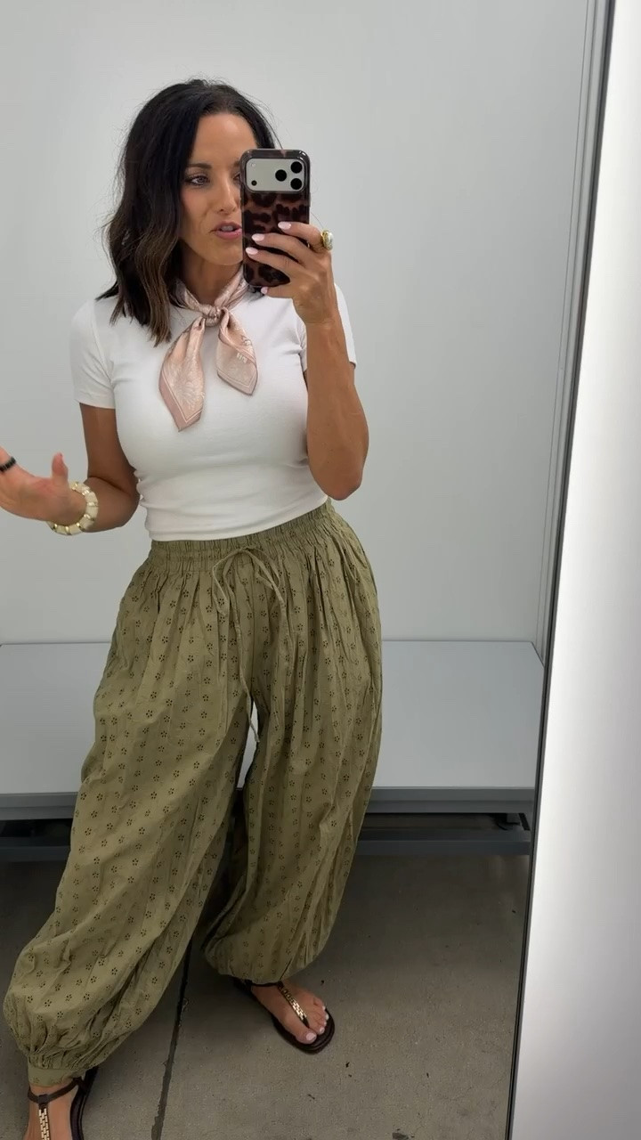 These Walmart pants are such a fun little statement piece — comfy like lounge pants but cute enough to wear out. Wearing size XS. #walmartfinds #walmartfashion #ltkfinds #summeroutfit #affordablefashion #walmartstyle #casualoutfit