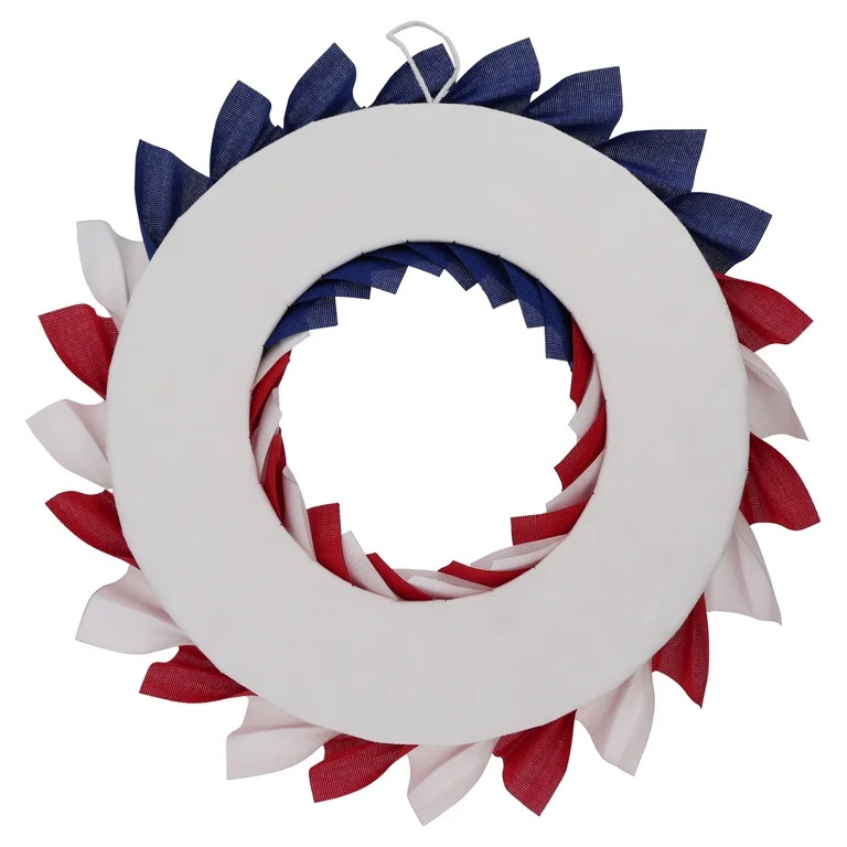 Layered Fabric Wreath, Red/White/Blue, 19.25", Patriotic by Way To Celebrate | Walmart (US)