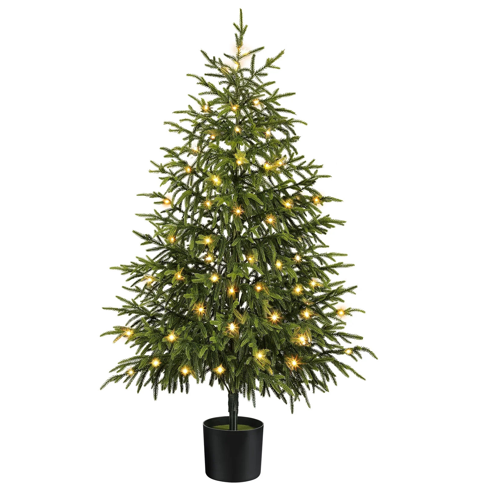 Ayieyill 4FT Norfolk Pine Christmas Tree, Artificial Norfolk Pine Tree Fake Potted Tree with 80 LED Lights, Indoor Holiday Christmas Decorations - Walmart.com | Walmart (US)