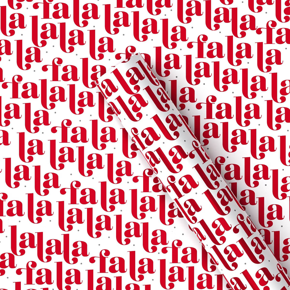 90 sq ft Metallic 'Fa La La' Christmas Gift Wrap White/Red - Wondershop™ | Target