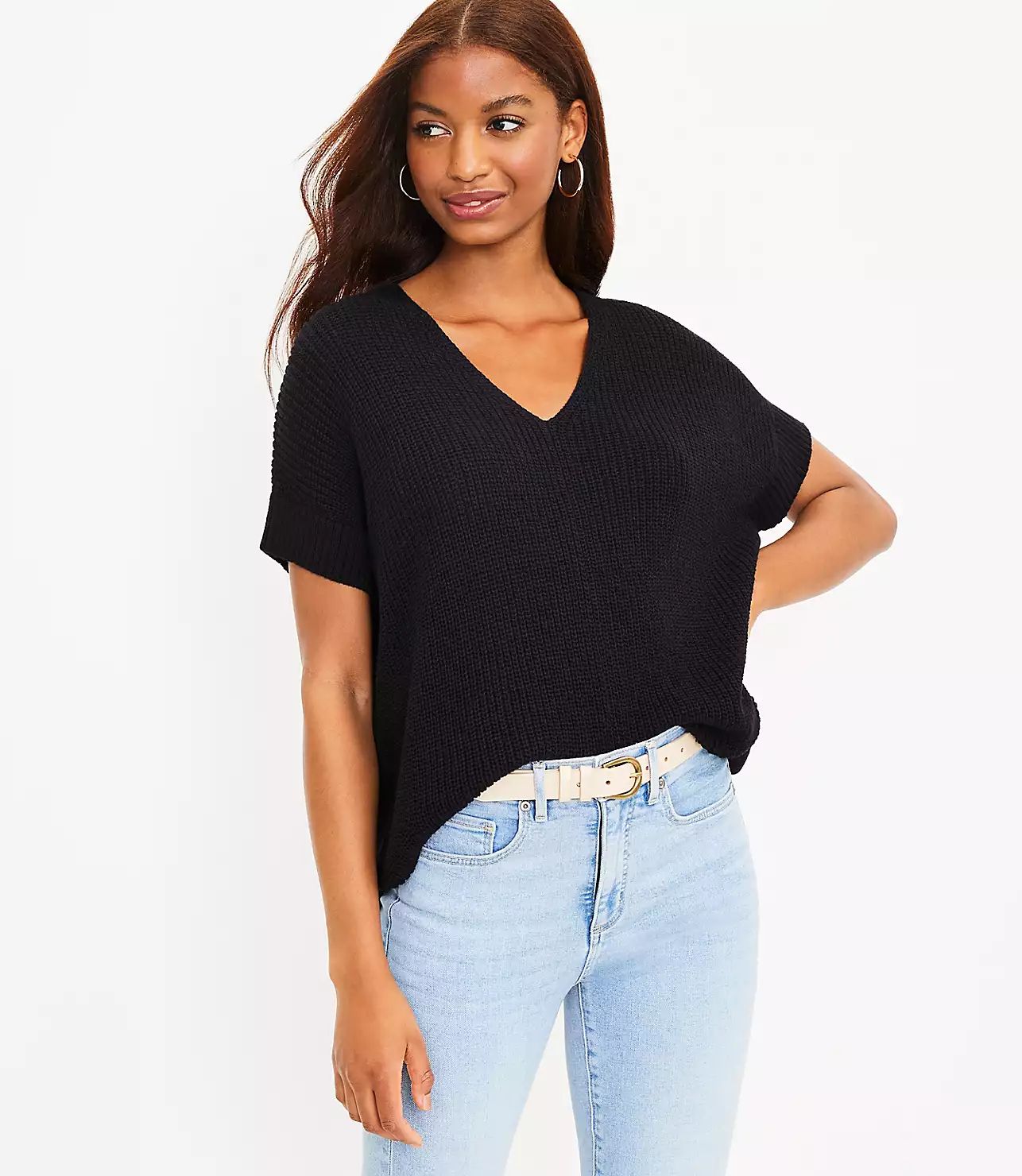 V-Neck Poncho Sweater | LOFT