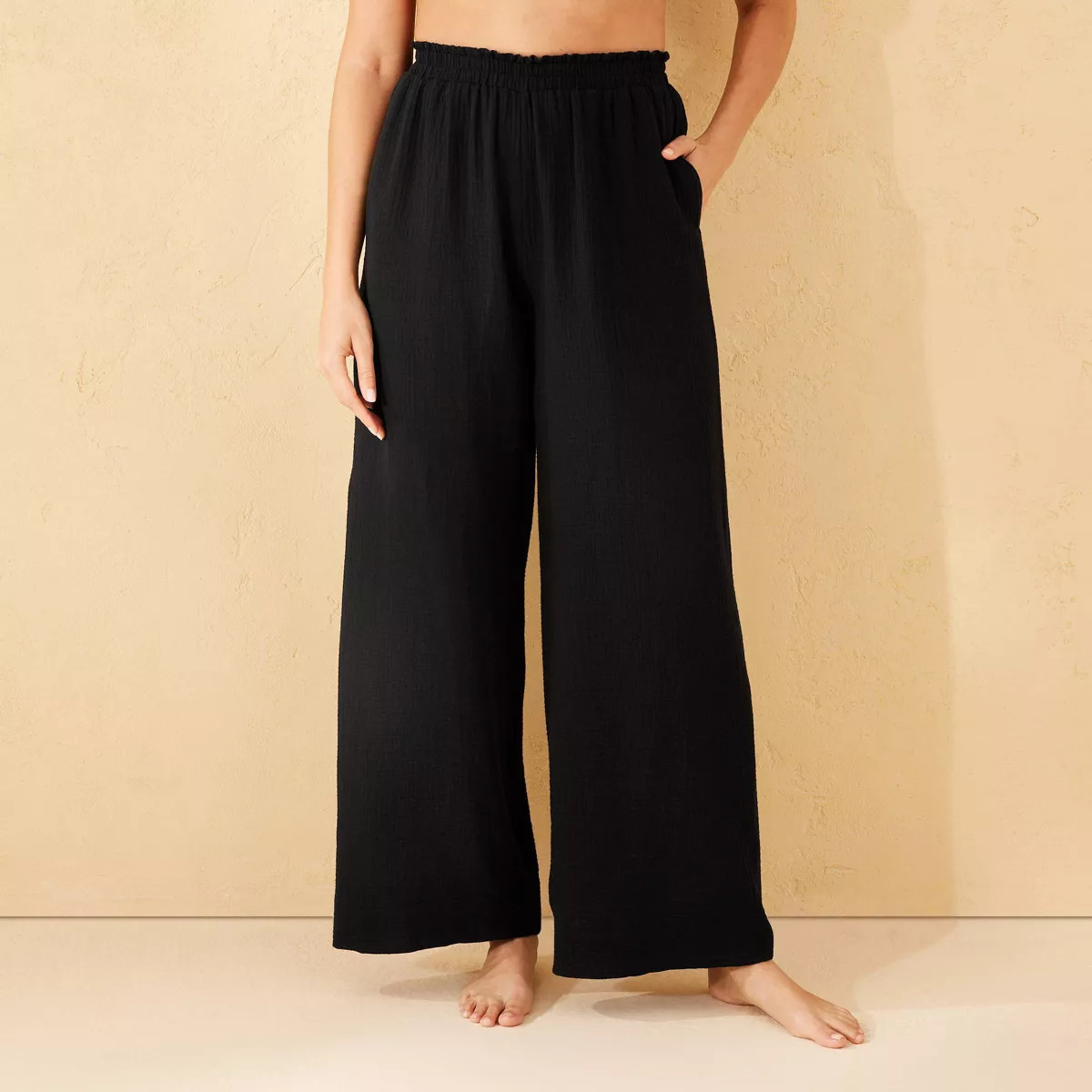 Women's Gauze Cover Up Pants - Shade & Shore™ Black L | Target
