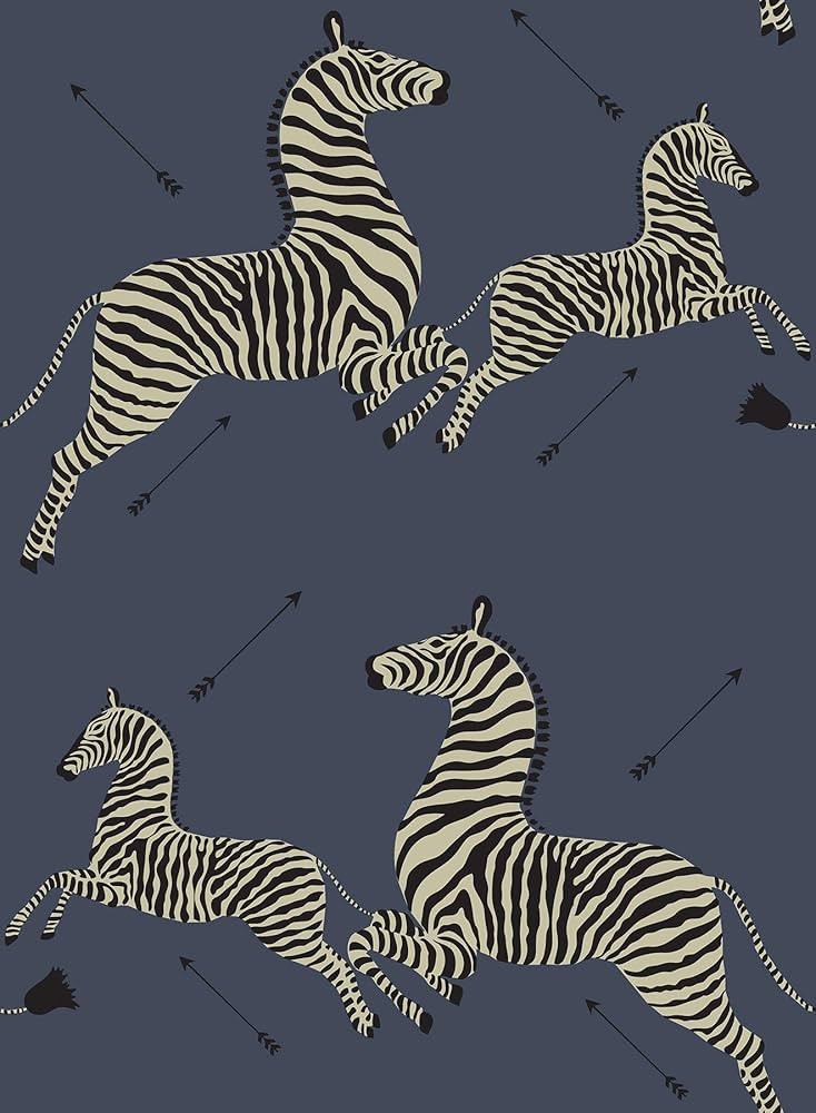 Scalamandre SCS3870 Denim Zebra Safari Self Adhesive Wallpaper, Blue | Amazon (US)