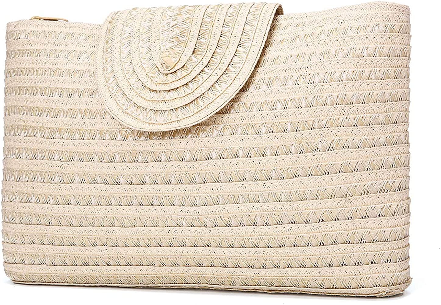 Kadell - Women Clutch, Summer Straw Handbag Seashell Straw Bag Summer bag (Off-white) | Amazon (US)