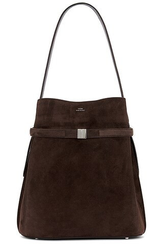 Toteme Suede Belted Bucket Bag in Brown - Brown. Size all. | FWRD 