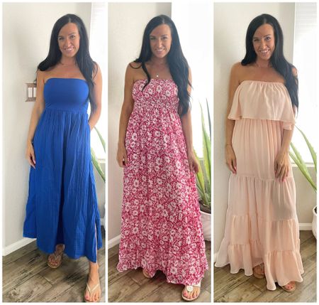 Loving long dresses for the coming summer! ☀️ Each under $50 

•The pink floral dress is from @theelevateboutique (link to shop is below— it’s not linkable via LTK) and also comes in blue floral! The material is really quality! Fits TTS. Fully lined.
•The blue dress is already sold out 😭 BUT I found some similar in length and color and linked a bunch up!
•The light pink dress is DREAMY! It fits TTS. It’s lined halfway. Can go off the shoulder or fit strapless. Also comes in black.

Shop the Elevate boutique dress link— https://www.theelevateboutique.com/search?q=strapless+maxi+dress&options%5Bprefix%5D=last


#ltkfindsunder50 #ltksalealert #ltkstyletip #vacationstyle #vacationdress #resortstyle @venus #maxidresses #maxidressseason summer vacation dresses, beach dresses, resort wear, graduation dresses, summer outfit, wedding guest dress, summer dresses, maxi dresses, fashion boutique 


#LTKFindsUnder50 #LTKSaleAlert #LTKSeasonal