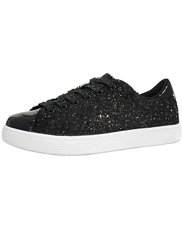 LUCKY STEP Glitter Sneakers Lace up | Fashion Sneakers | Sparkly Shoes for Women | Amazon (US)