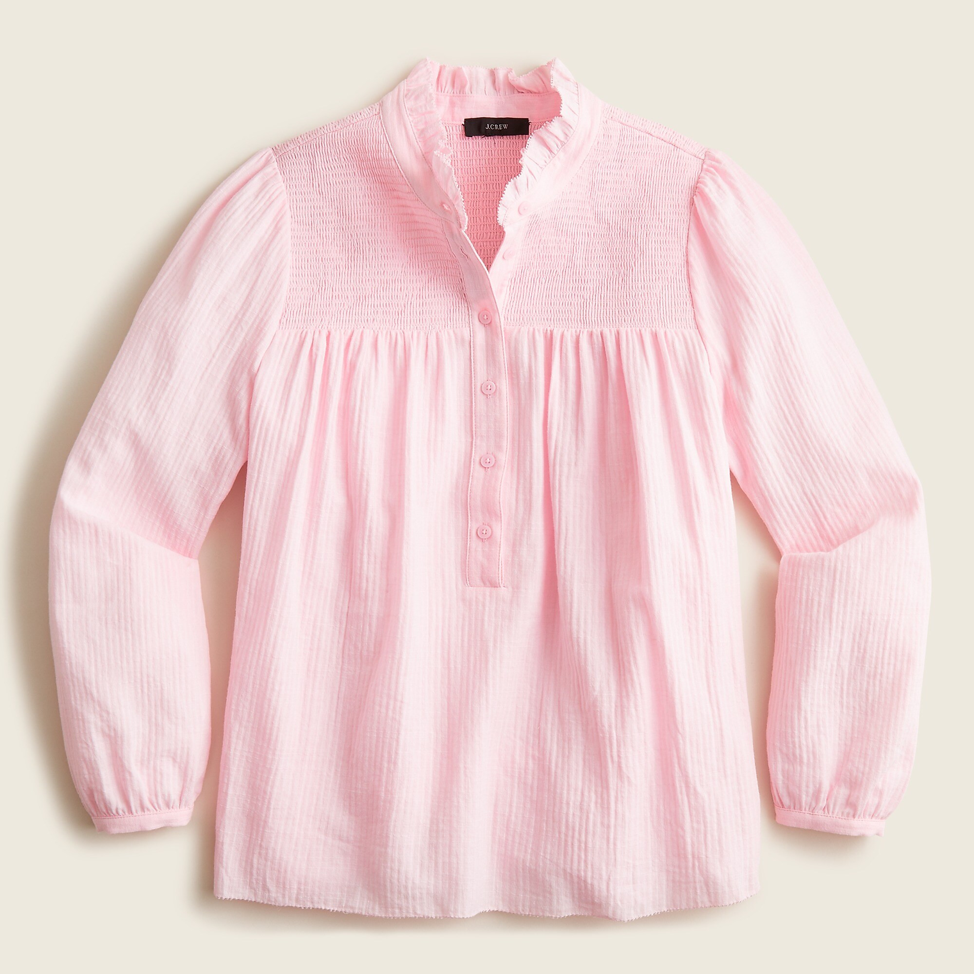 Long-sleeve smocked gauze top | J. Crew US