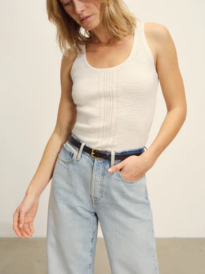 Soft White Coastal Linen Pointelle Scoop Neck Tank - Buck Mason- Modern American Classics | Buck Mason