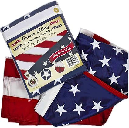 Grace Alley American Flag: 3x5 FT US Flag - 100% Made in USA. Embroidered Stars, Sewn Stripes and... | Amazon (US)
