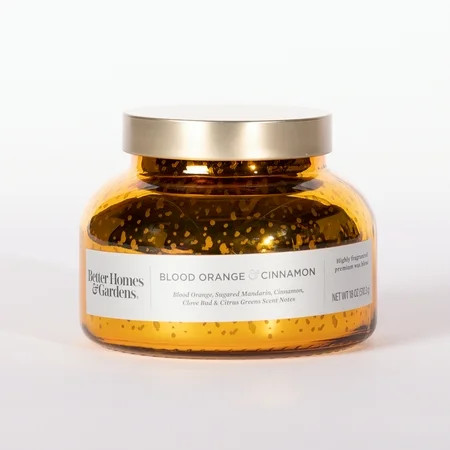 Better Homes & Gardens 18oz Blood Orange & Cinnamon Scented Mercury Glass 2-Wick Bell Jar Candle | Walmart (US)