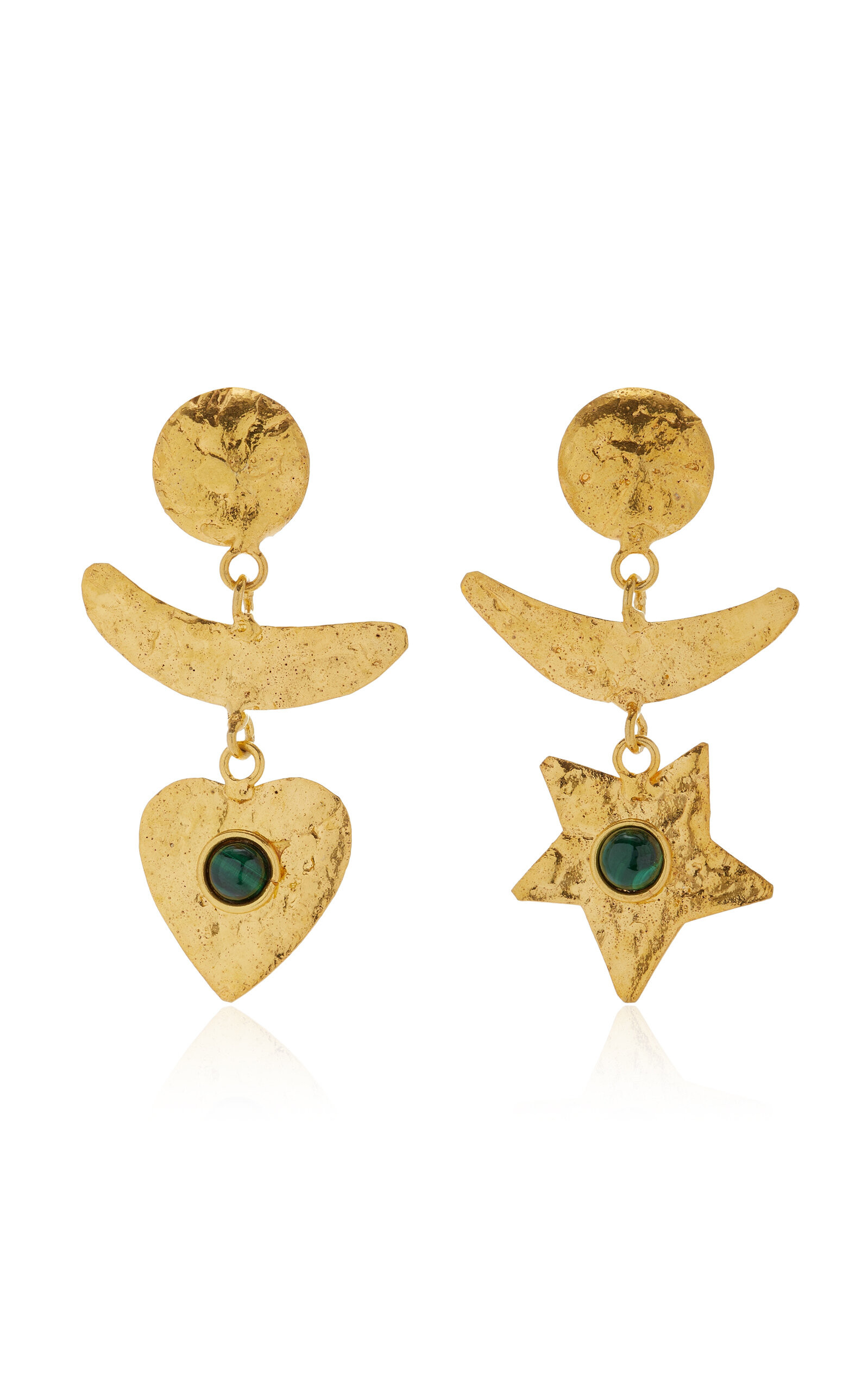 Sol Y Luna 22K Gold-Plated Malachite Earrings | Moda Operandi (Global)