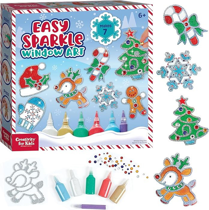 Creativity for Kids Holiday Easy Sparkle Window Art Craft Kit: Create 7 Window Art Designs, Holid... | Amazon (US)