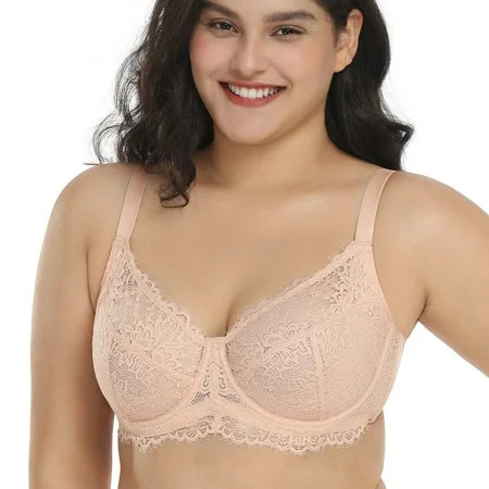 HSIA Minimizer Bra for Women - Plus Size Underwire Lace Unlined Non Padded Bra,Rose Cloud,36C | Walmart (US)