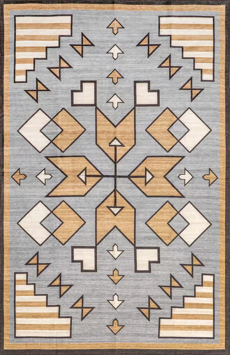 Gray Rosita Washable Aztec 4' x 6' Area Rug | Rugs USA