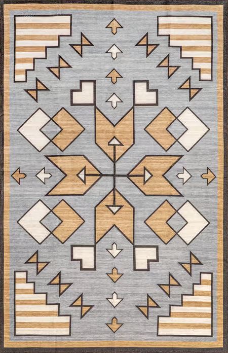 Gray Rosita Washable Aztec 4' x 6' Area Rug | Rugs USA