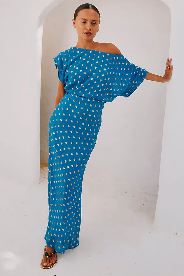 Blue Jacquard Tilly Dress | Never Fully Dressed (UK & IE)