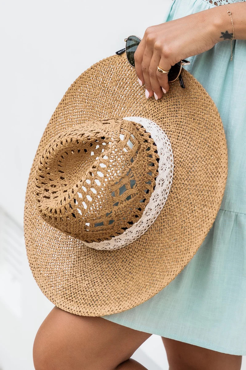 Sounds Of Summer Ivory Band Straw Tan Hat FINAL SALE | Pink Lily
