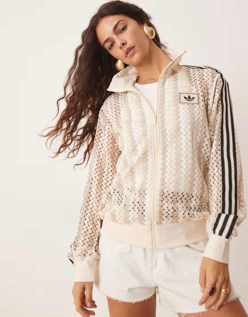 adidas Originals crochet track jacket in white | ASOS (Global)
