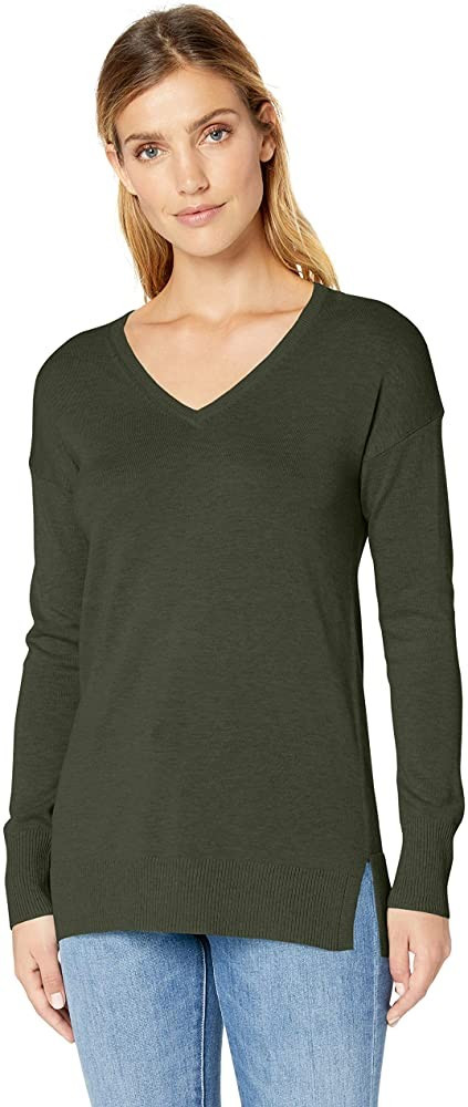 Amazon Essentials Womens Lightweight V-Neck Tunic Sweater | Amazon (CA)