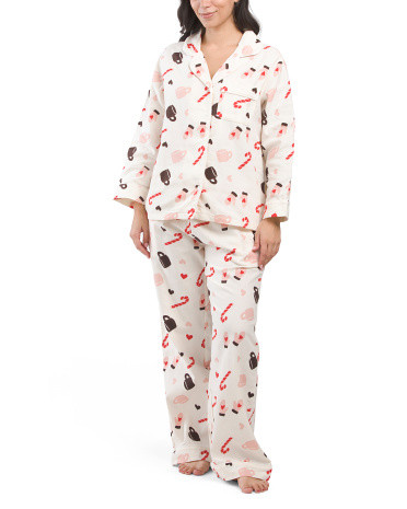 2pc Cotton Flannel Candy Cane Pajama Set | TJ Maxx