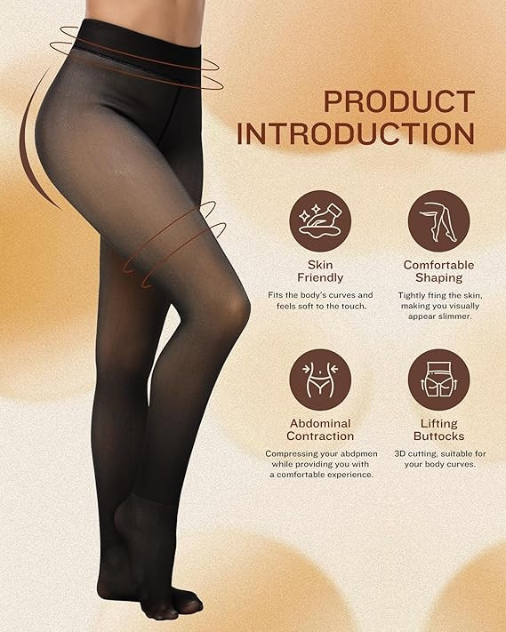 CHRLEISURE Women's Fleece Lined Tights - Fake Sheer Warm Pantyhose Thick Leggings | Amazon (US)