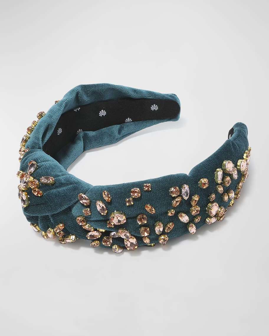 Lele Sadoughi Embellished Velvet Knotted Headband | Neiman Marcus