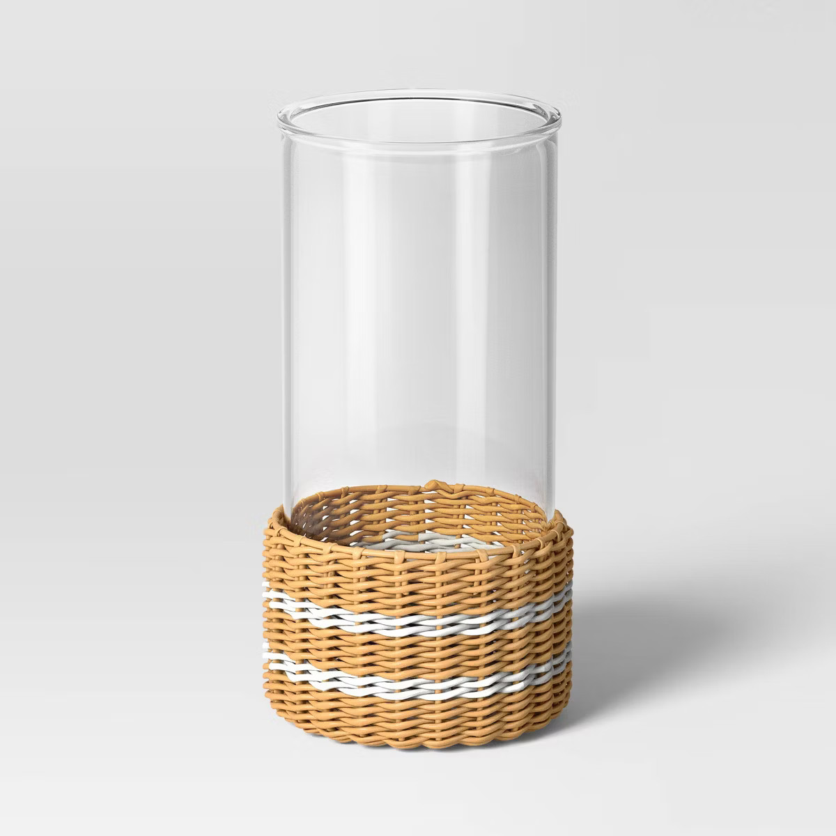 Pillar Glass and Rattan Lantern Candle Holders Brown - Threshold™ designed with Studio McGee | Target