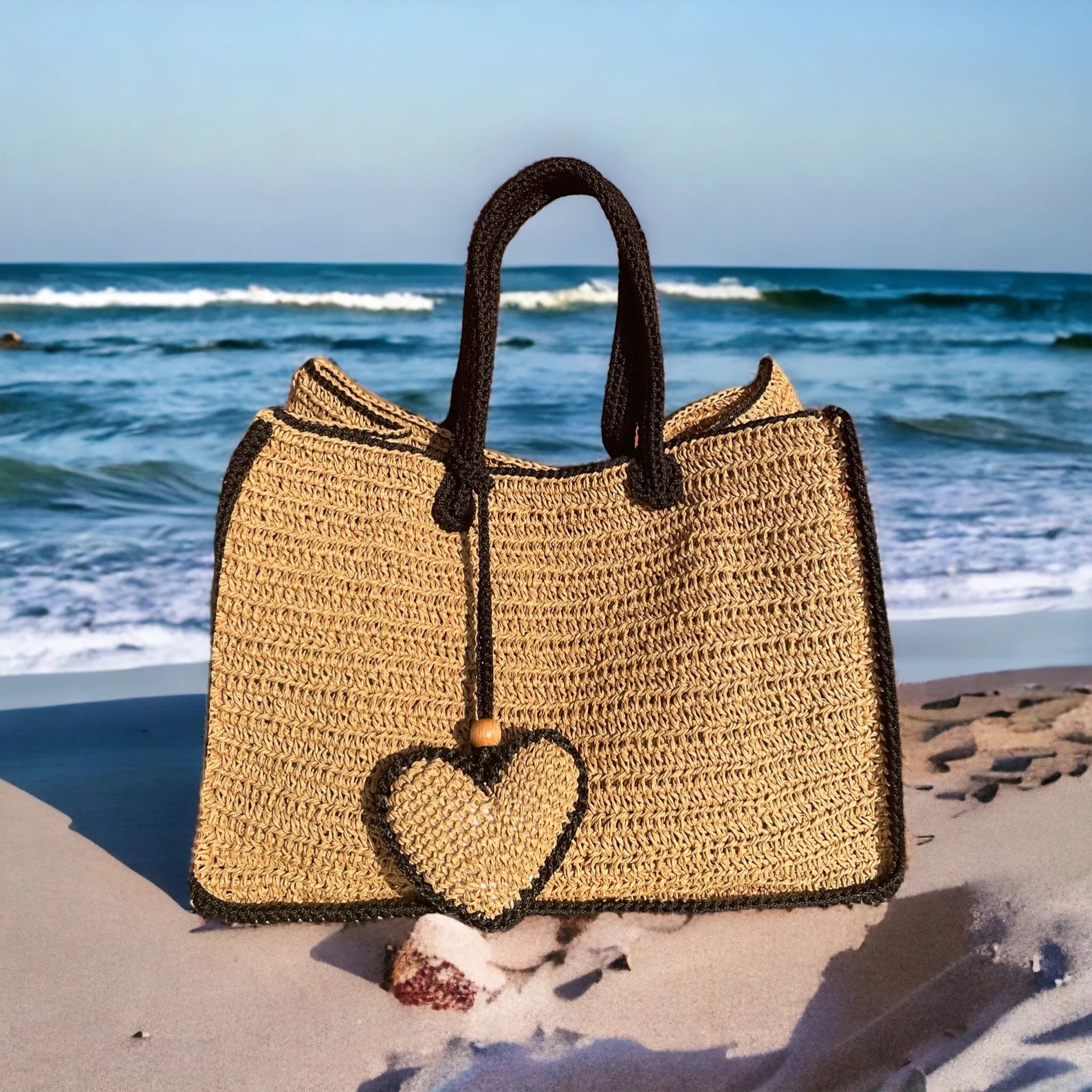 Crochet Raffia Tote Bag | Straw Summer Beach Woven Shoulder and Crossbody Bag | Etsy (Global)