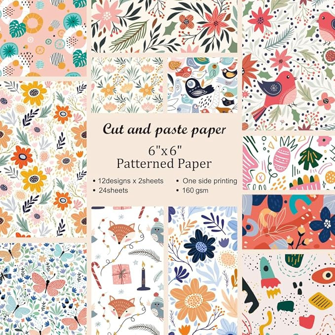 6x6” 160gsm cardstock Single Sided Scrapbooking 24 Paper Pad vintage decoupage scrapbook kit pa... | Amazon (US)