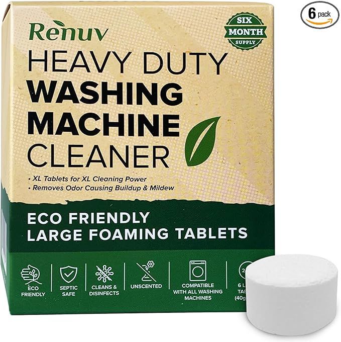 Renuv Heavy Duty Washing Machine Cleaner Descaler - Large Foaming Tablets For Front Load or Top L... | Amazon (US)