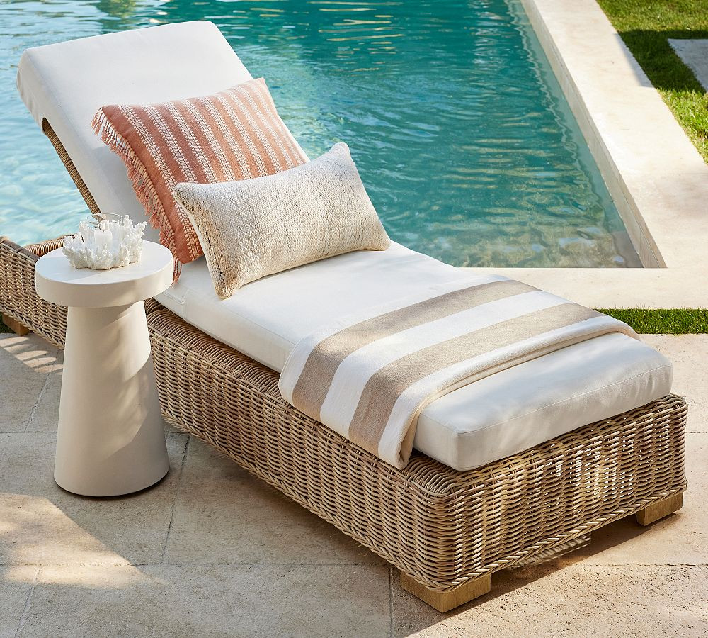 Huntington Wicker Outdoor Single Chaise Lounge | Pottery Barn (US)