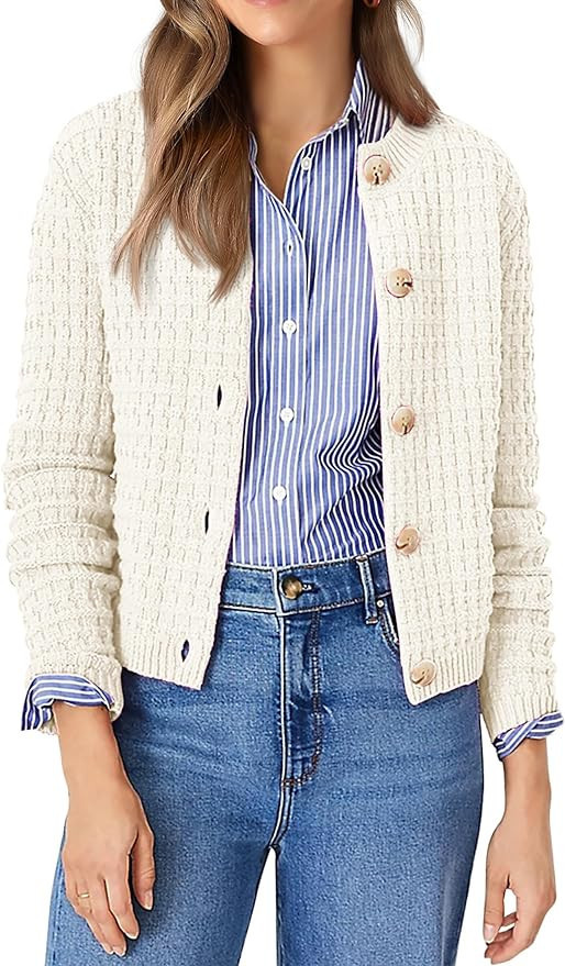 PRETTYGARDEN Women's Knit Cardigan Sweaters Casual Long Sleeve Open Front Button Down Trendy Jack... | Amazon (US)