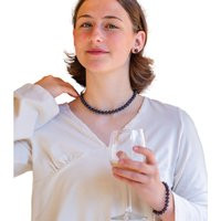 Round Black Pearl Set 16 18 20 Inch Necklace Bracelet Stud Earrings For Women Jewelry Men Silver Cultured Freshwater Mother Day | Etsy (US)