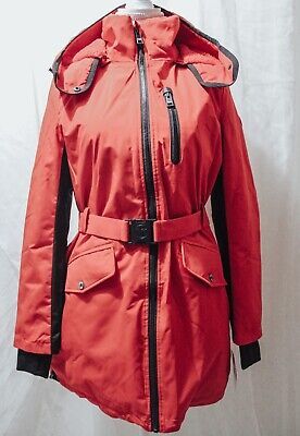 MICHAEL Michael Kors Women's Red Belted Fleece Lined Anorak Hooded Coat Size S  | eBay | eBay US