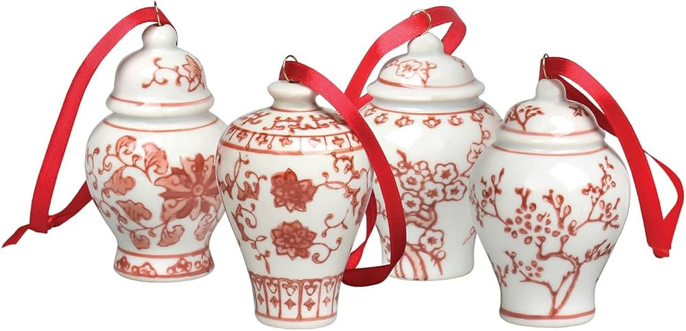 Bandwagon Mini Ginger Jar Ornaments, Set of 4 Porcelain Hanging Ornaments, Christmas | Amazon (US)