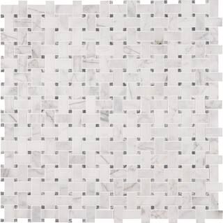 MSI Calacatta Cressa Basket Weave 12 in. x 12 in. x 10 mm Honed Marble Mosaic Tile (10 sq. ft. / ... | The Home Depot