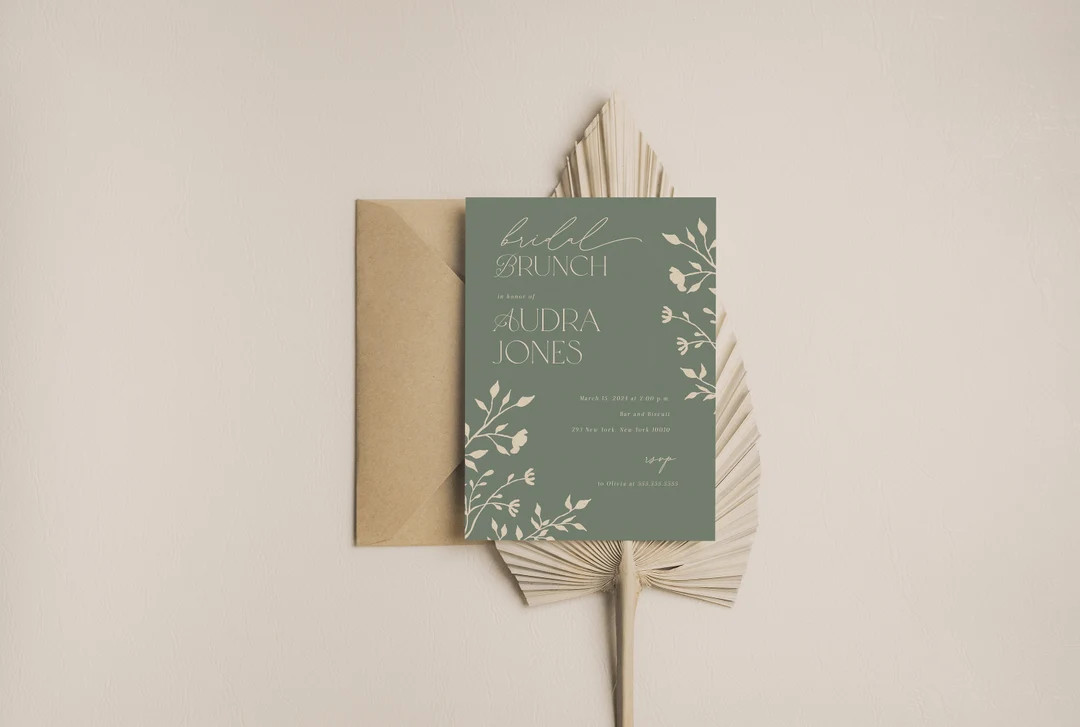 Sage Green Bridal Brunch Invitation Template, Editable Printable Garden Party, Boho Shower Invite... | Etsy (US)