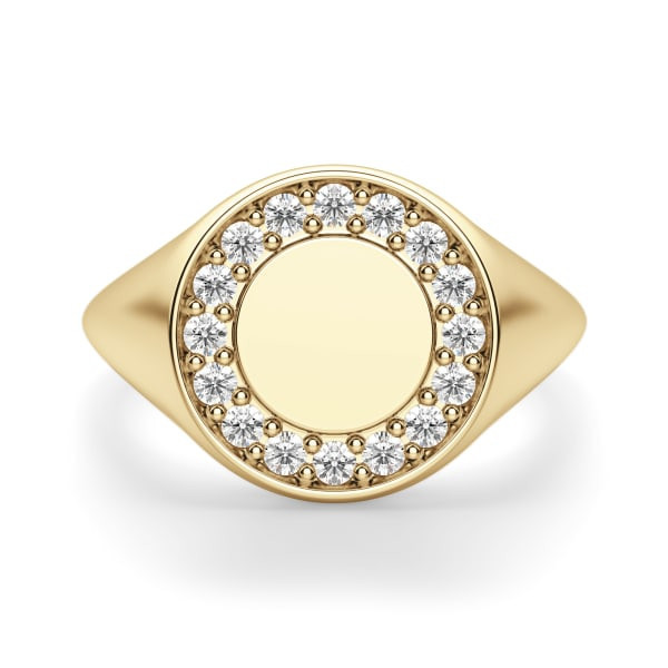 Pavé Circle Signet Ring | Diamond Nexus