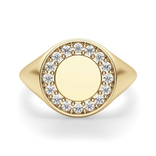 Pavé Circle Signet Ring | Diamond Nexus