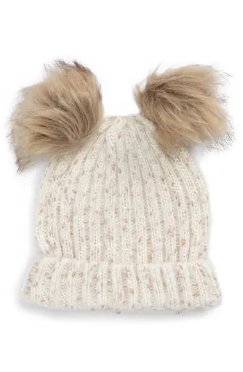 Girl's Capelli New York Double Faux Fur Pompom Beanie - | Nordstrom