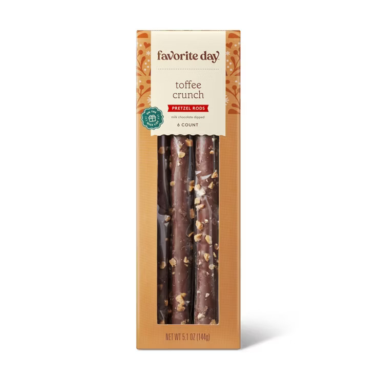 Toffee Crunch Pretzel Rods Dipped in Chocolate - 5.1oz/6ct - Favorite Day™ | Target