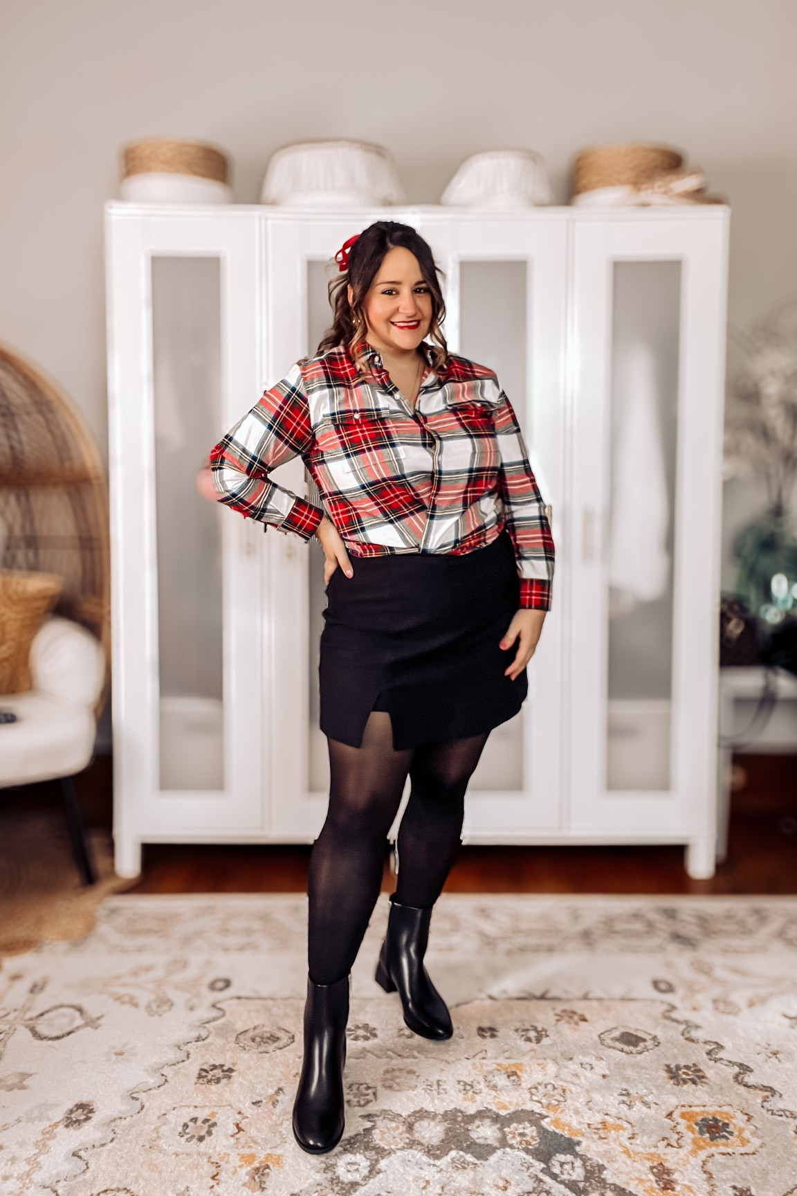 A festive flannel for the cutest holiday outfit!

I’m so excited that this black skort is back at target for another year! This outfit is misleadingly such a comfy outfit while it’ll being so cute for Christmas parties and holiday occasions!

Midsize 
Curvy
Tights
Stockings
Holiday flannel
Black skirt
Black boots

#LTKHoliday #LTKMidsize #LTKSeasonal